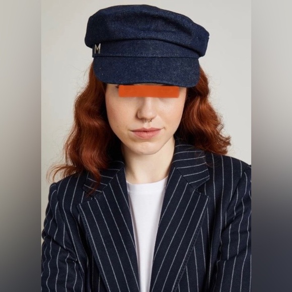 NWOT Marella by Max Mara Beret of Denim Cotton with Visor Lined. Sz:OS Spring - Picture 2 of 16